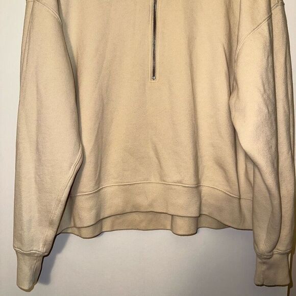 Abercrombie and Fitch Women’s Cream Beige Half Zip Sweatshirt Size Large - Picture 2 of 13